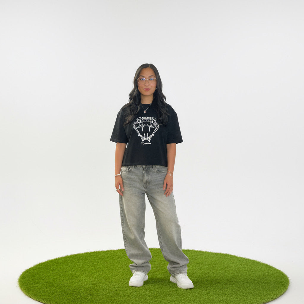 Viper cropped T-Shirt in schwarz