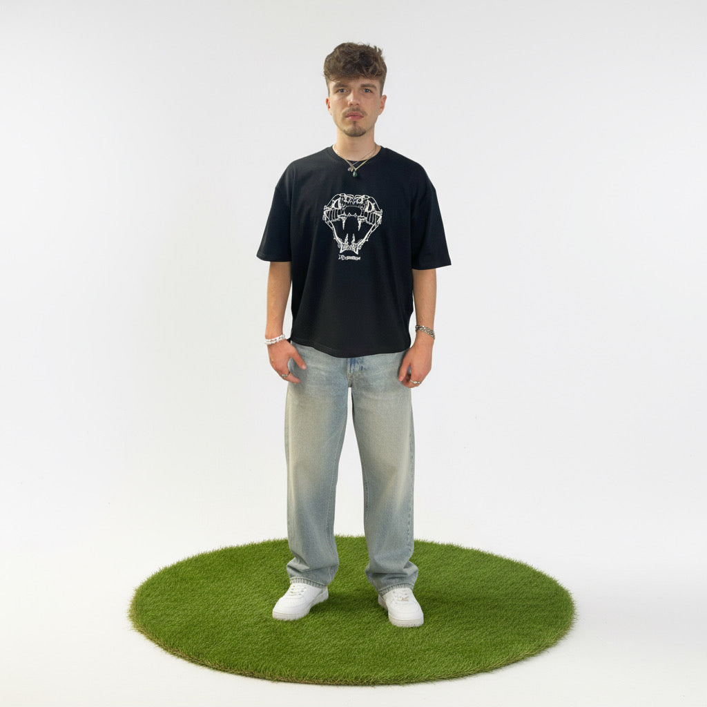 Viper cropped T-Shirt in schwarz